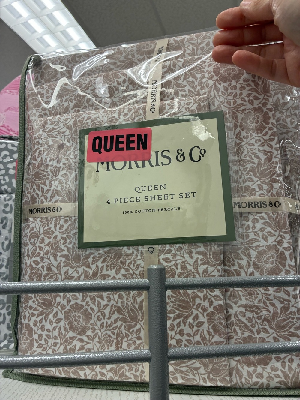 Morris & Co. Queen Floral Percale Sheet Set in Dusty Pink